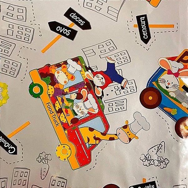 Folha para Ovos de Páscoa Metalizado Food Truck Cinza 69x89cm - 25 unidades - Cromus - Rizzo