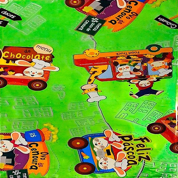 Folha para Ovos de Páscoa Metalizado Food Truck Verde 69x89cm - 25 unidades - Cromus - Rizzo