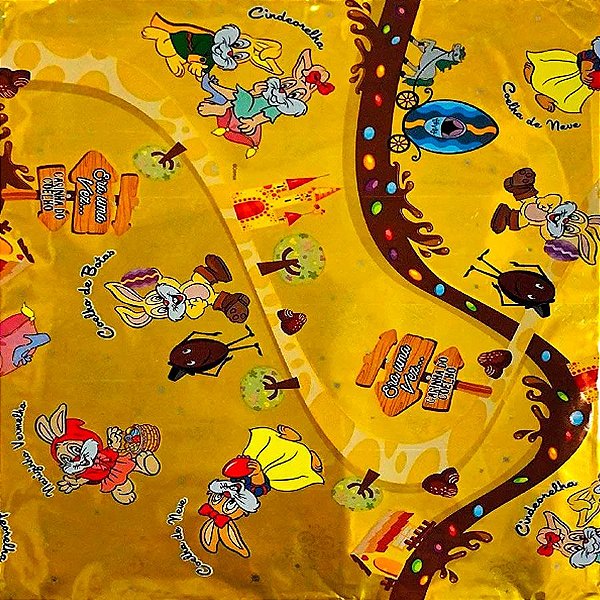 Folha para Ovos de Páscoa Metalizado Contos de Fada Amarelo 69x89cm - 25 unidades - Cromus - Rizzo
