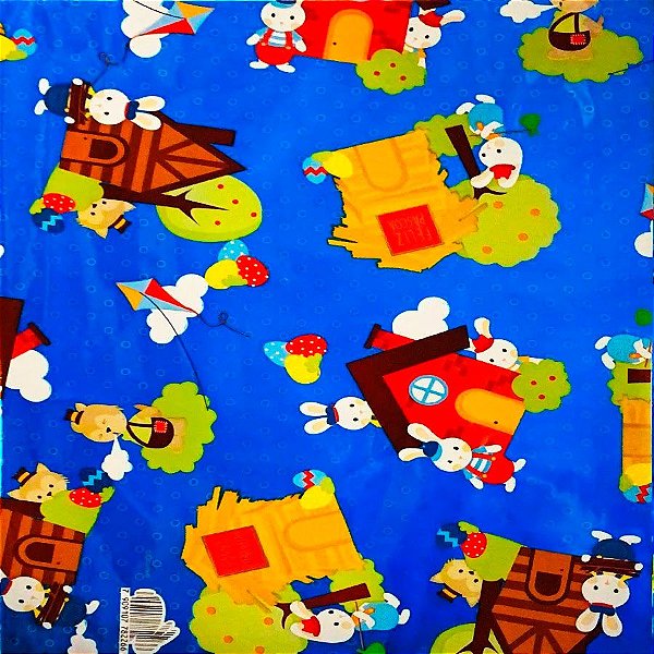 Folha para Ovos de Páscoa Metalizado Os 3 Coelhinhos Azul 69x89cm - 25 unidades - Cromus - Rizzo