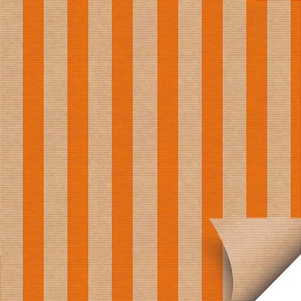 Folha para Ovos de Páscoa Papel Kraft Listras Laranja - 69x89cm - 25 unidades - Cromus - Rizzo
