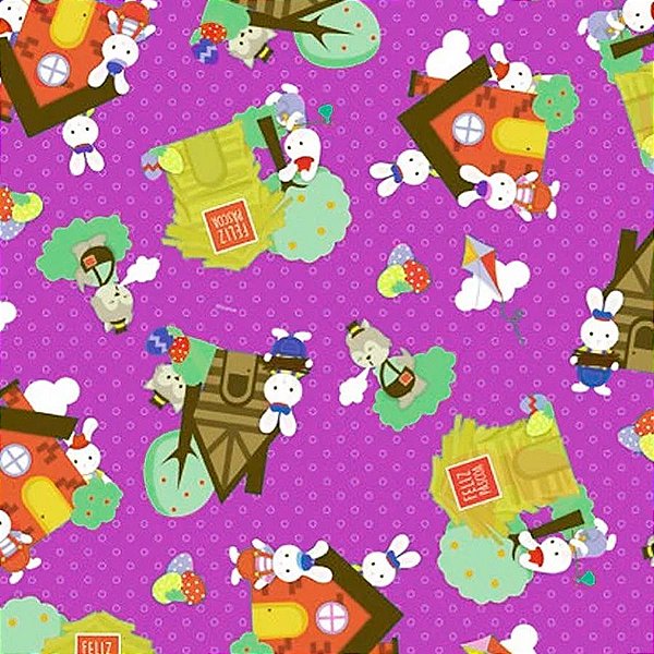 Folha para Ovos de Páscoa Metalizado Os 3 Coelhinhos Roxo 69x89cm - 25 unidades - Cromus - Rizzo