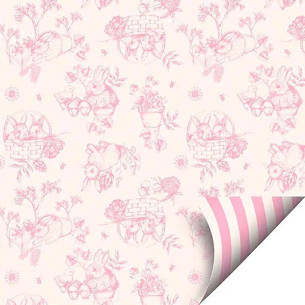 Folha para Ovos de Páscoa Double Face Clássico Francês Rosa 69x89cm - 25 unidades - Cromus - Rizzo
