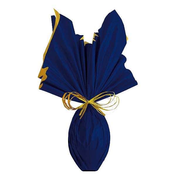 Folha para Ovos de Páscoa Double Face Acetinado Azul Marinho Ouro 69x89cm - 25 unidades - Cromus - Rizzo