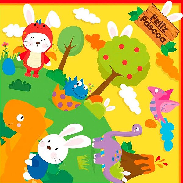 Saco Express 24x24cm para Ovos de 100g a 150g - Dino Páscoa - 25 unidades - Cromus - Rizzo
