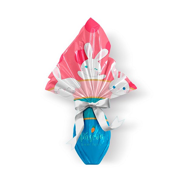Saco Express 24x24cm para Ovos de 100g a 150g - Coelhinho Rosa - 25 unidades - Cromus - Rizzo