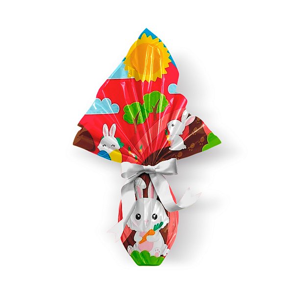 Saco Express 24x24cm para Ovos de 100g a 150g - Brincando no Bosque Vermelho - 25 unidades - Cromus - Rizzo