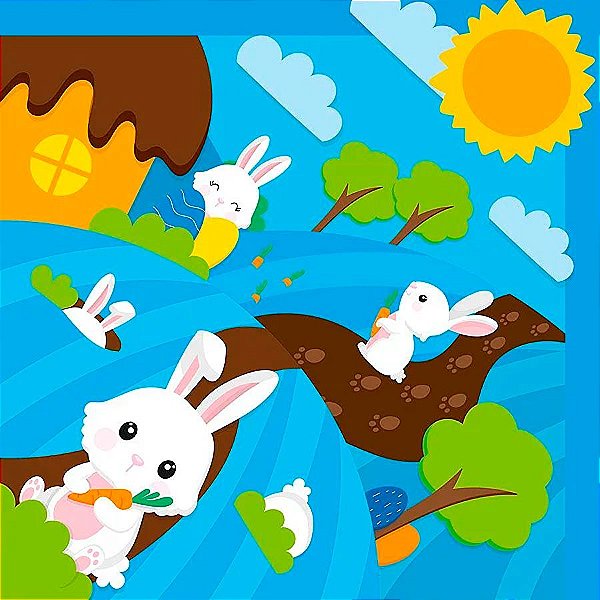 Saco Express 24x24cm para Ovos de 100g a 150g - Brincando no Bosque Azul - 25 unidades - Cromus - Rizzo