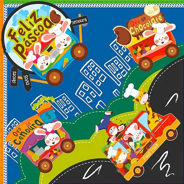 Saco Express 39x39cm para Ovos de 350g a 500g - Food Truck Azul - 25 unidades - Cromus - Rizzo