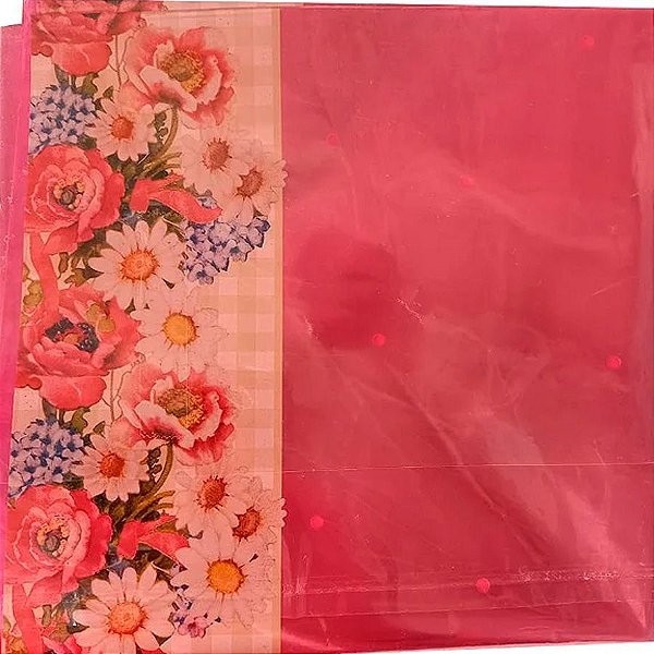 Saco Express 37,5x37,5cm para Ovos de 250g a 350g - Floral Rosa - 25 unidades - Cromus - Rizzo