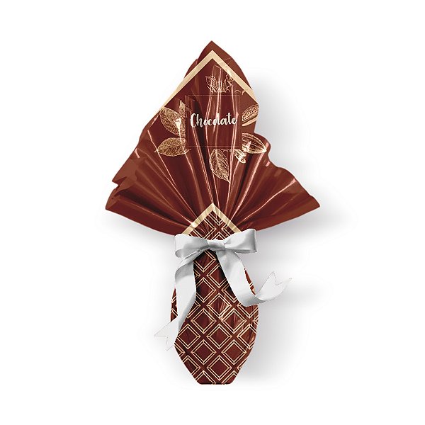 Saco Express 44x44cm para Ovos de 500g a 750g - Douce Cacau Marrom - 25 unidades - Cromus - Rizzo