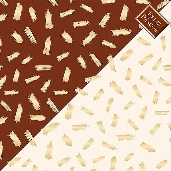 Saco Express 49x49cm para Ovos de 150g a 1kg - Pinceladas Marrom com Marfim - 25 unidades - Cromus - Rizzo