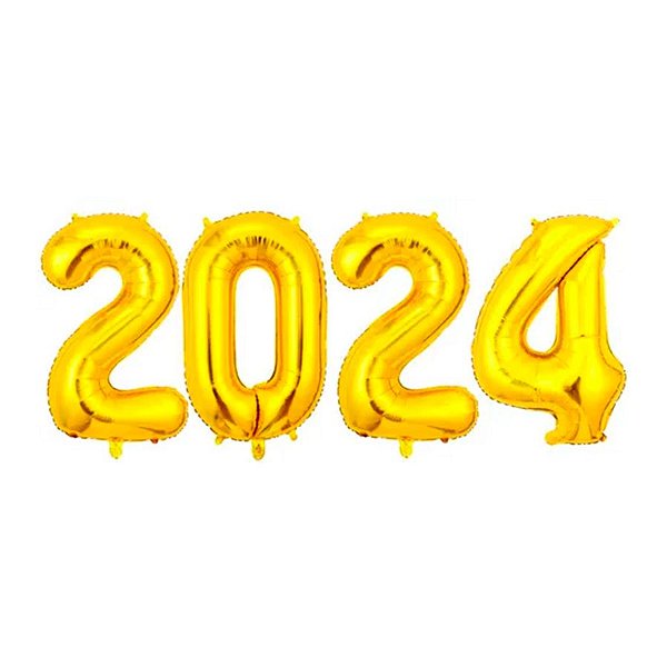 Kit Balão 2024 Dourado - 16" 40cm - 01 Unidade - Rizzo