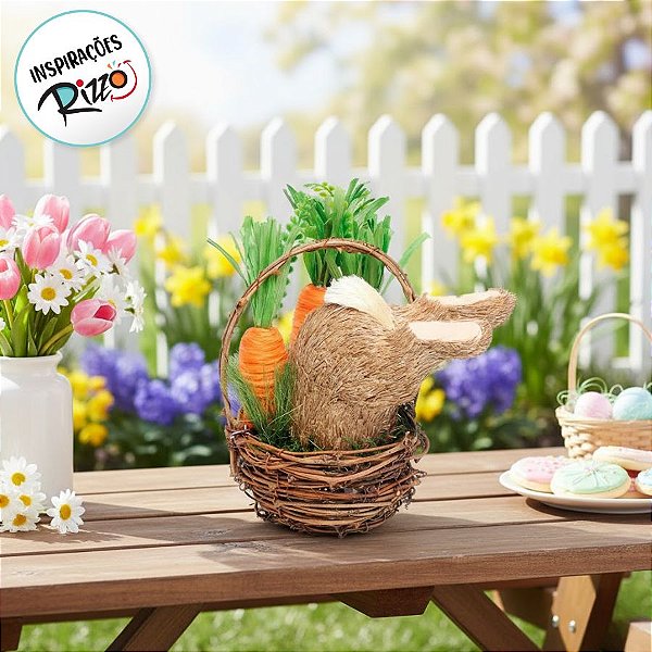 Cesta Coelho e Cenouras com Alça - 1 unidade - Cromus - Rizzo