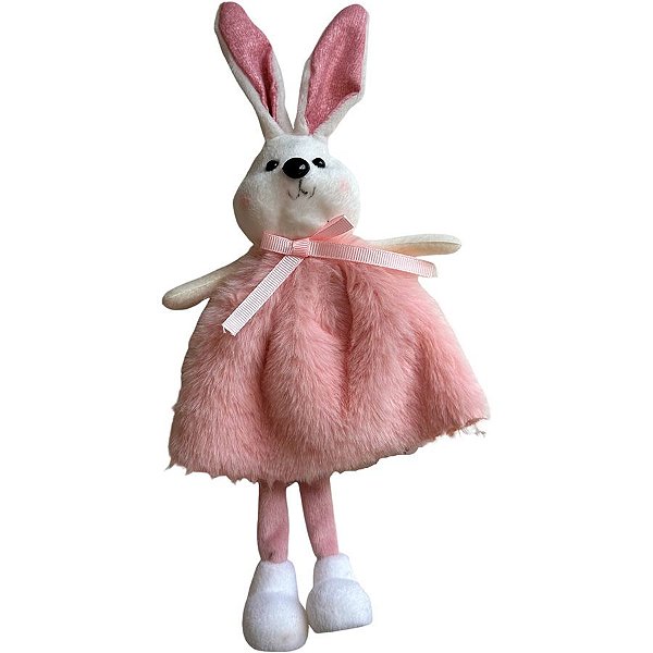 Coelha Decorativa de Pano Com Vestido - Rosa - 1 unidade - Cromus - Rizzo