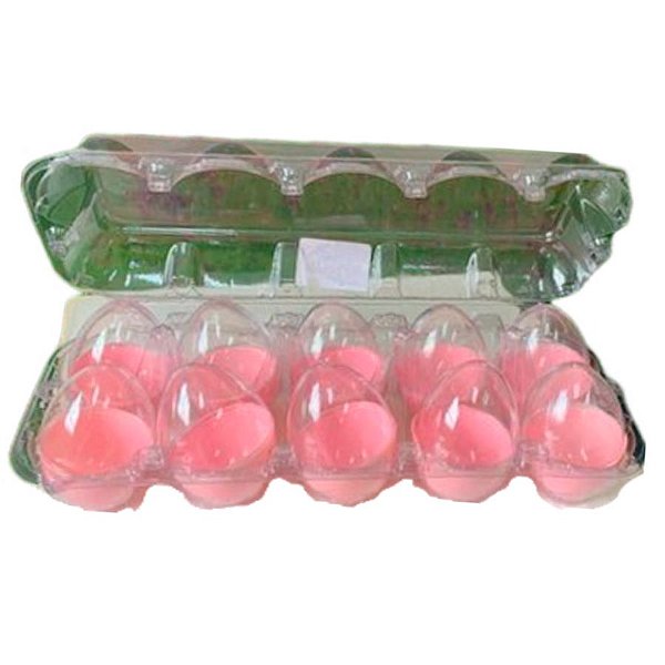 Caixa com 10 Mini Ovos de Plástico Rosa e Transparente - 1 unidade - Rizzo