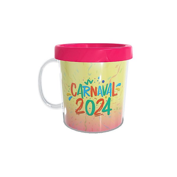 Caneca Acrílica Rosqueável Personalizada - Carnaval 2024 - Pink - 1 unidade - Rizzo