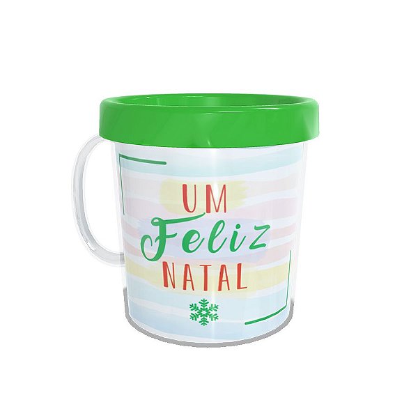 Caneca Acrílica Rosqueável Personalizada - Um Feliz Natal - Verde  - 1 unidade - Rizzo