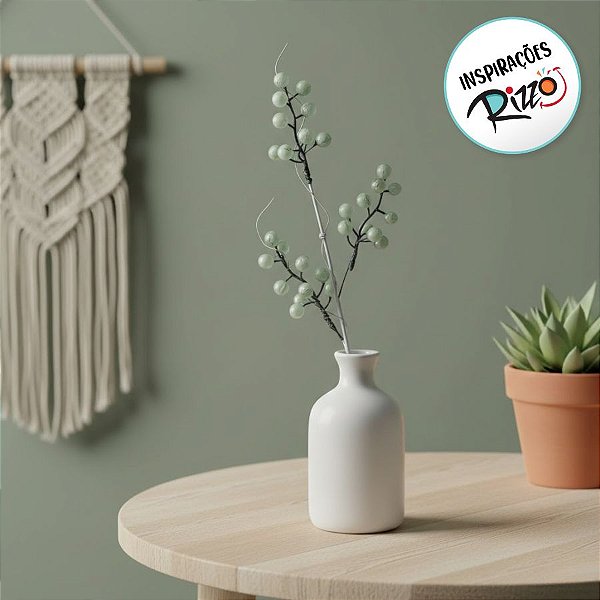 Galho Decorativo Frutas Peroladas 35cm - Verde Claro - 1 unidade - Cromus - Rizzo