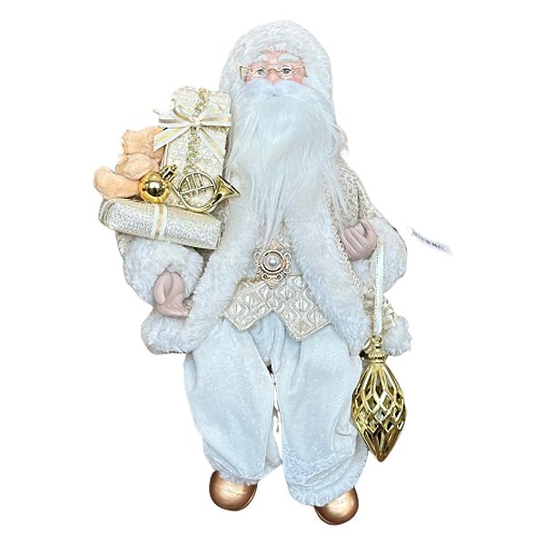 Papai Noel Decorativo Sentado - Bege/Dourado - 1 unidade - Rizzo