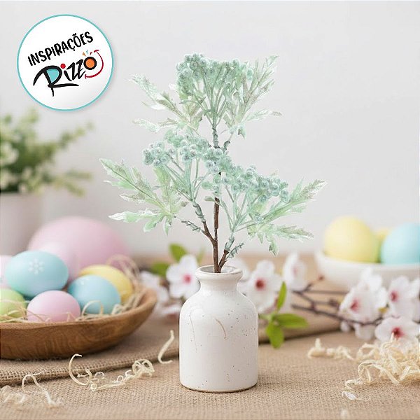 Pick Decorativo de Natal - Folhas e Frutas - Verde Claro com Glitter - 1 unidade - Cromus - Rizzo