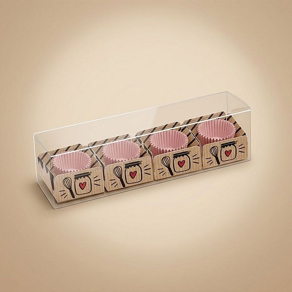 Caixa de Acetato para 4 Brigadeiros - Kraft Doçura Sortida - 10 unidades - Cromus - Rizzo