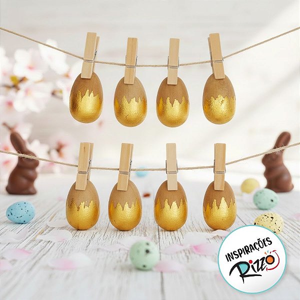 Prendedor Ovo de Páscoa - Ouro - 1 unidade - Cromus - Rizzo