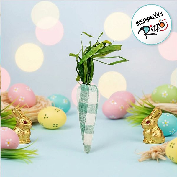 Cenoura Decorativa Xadrez Azul - 23cm - 1 unidade - Cromus - Rizzo