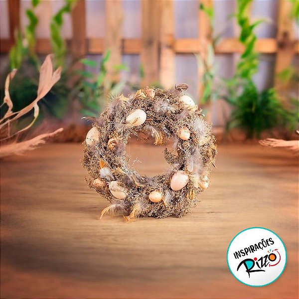 Guirlanda de Páscoa - Ovos e Penas 34cm - 1 unidade - Rizzo