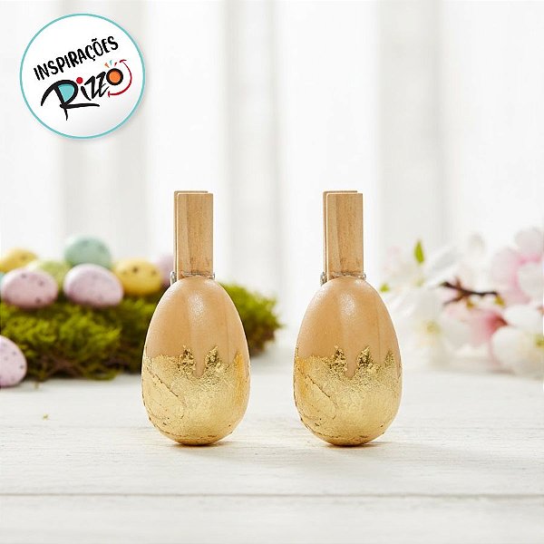 Mini Prendedor Ovo de Páscoa - Ouro - 6 unidades - Cromus - Rizzo
