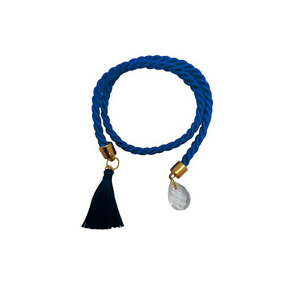 Cordão Decorativo - Azul Pingente Gota e Pompom - 32cm - 1 unidade - Rizzo