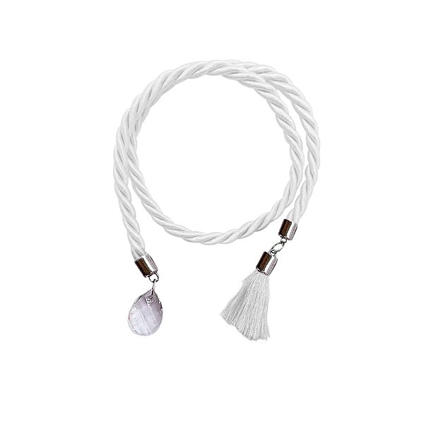 Cordão Decorativo - Branco Pingente Gota e Pompom - 32cm - 1 unidade - Rizzo