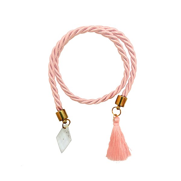 Cordão Decorativo - Rosa Pingente e Pompom - 32cm - 1 unidade - Rizzo