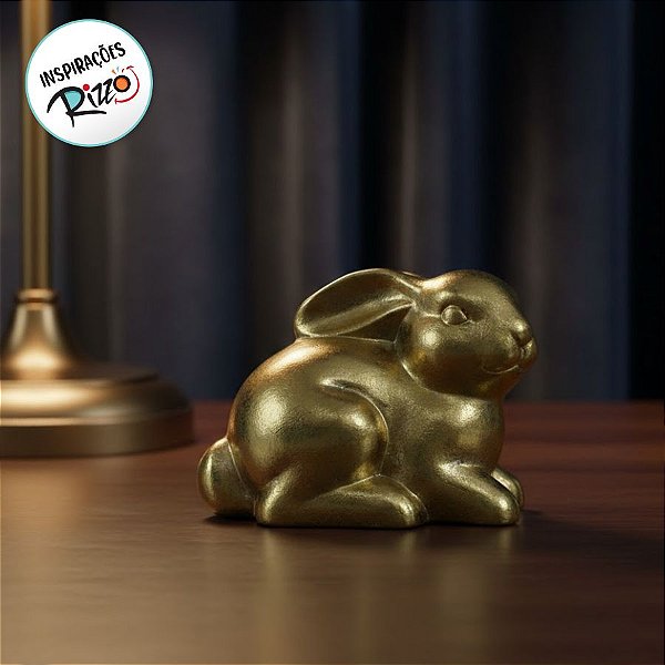 Coelho Decorativo Sentado Dourado - 1 unidade - Cromus - Rizzo
