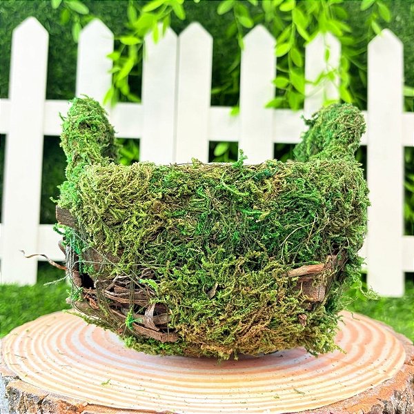 Cesta Quadrada de Musgo Verde/Marrom - 17cm - 1 unidade - Cromus - Rizzo