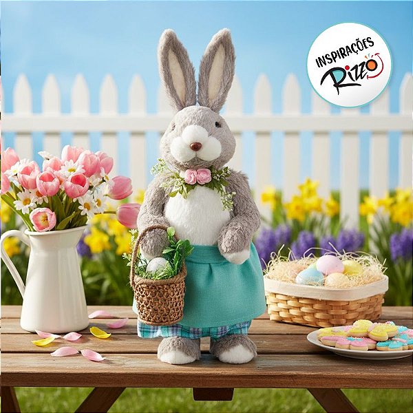 Coelha Decorativa em Pé Saia Tifanny - G - 1 unidade - Cromus - Rizzo