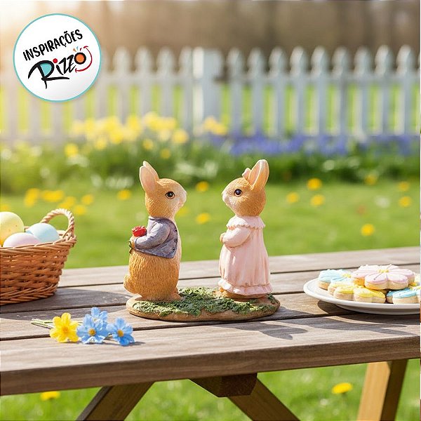 Casal Coelho Romantico Decorativo - 1 unidade - Cromus - Rizzo