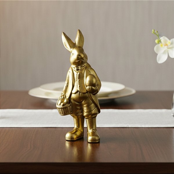 Coelho de Palitó Decorativo Dourado  - 1 unidade - Cromus - Rizzo