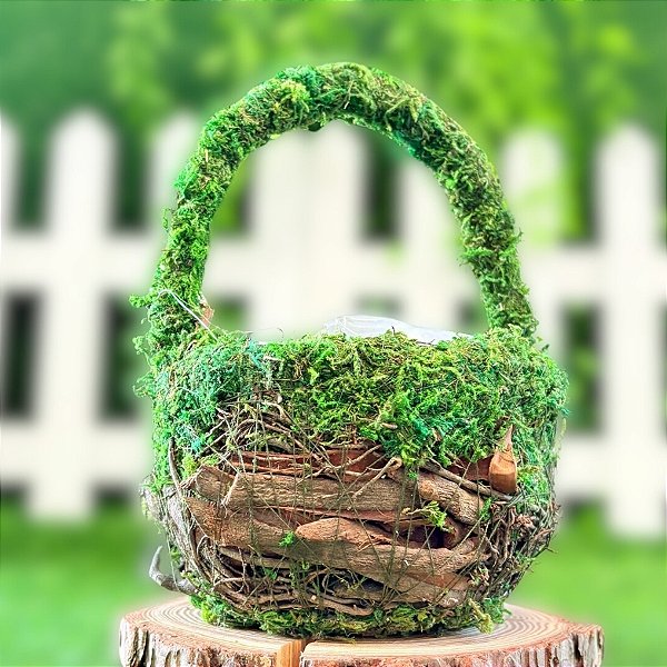 Cesta com Alça Musgo Verde/Marrom - P - 1 unidade - Cromus - Rizzo