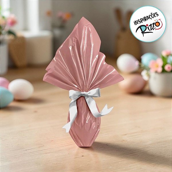 Saco Express 35x35cm para Ovos de 250g a 350g - Rosê Gold Metalizado - 5 unidades - Cromus - Rizzo