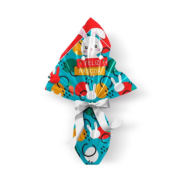 Saco Express 44x44cm para Ovos de 500g a 750g - Chuva de Alegria Turquesa - 25 unidades - Cromus - Rizzo