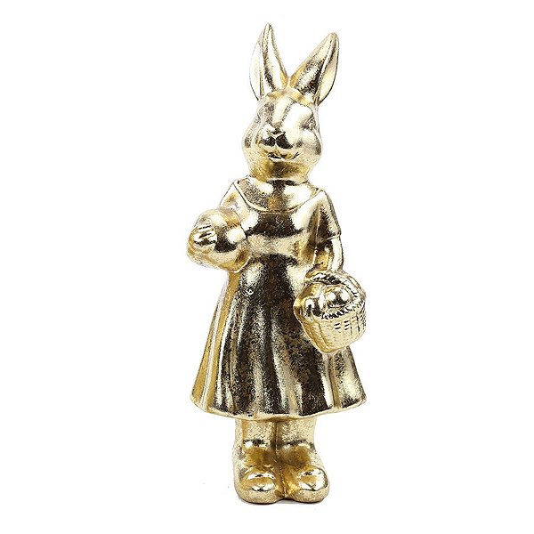 Coelha de Vestido Decorativo Dourado  - 1 unidade - Cromus - Rizzo