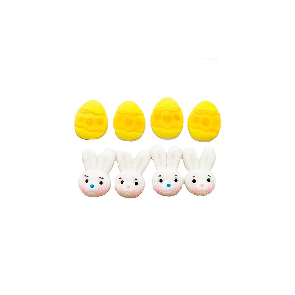 Confeito de Açúcar - Coelhos e Ovinhos - 4 unidades - Encantos de Açúcar - Rizzo