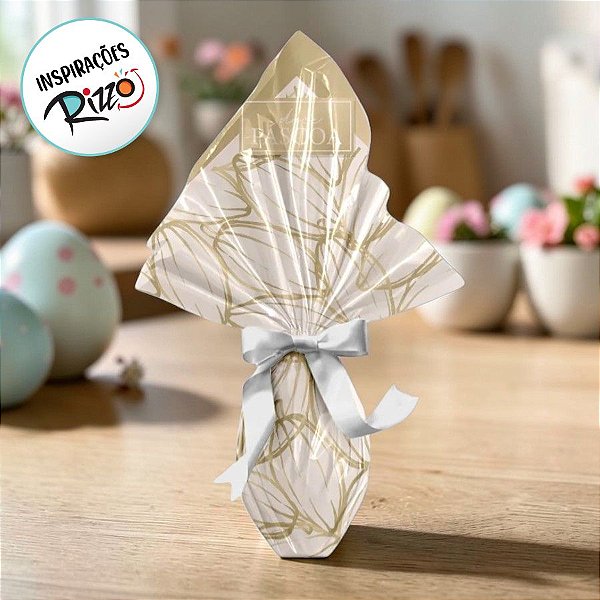 Saco Express 39x39cm para Ovos de 350g a 500g - Styllo Chocolux Marfim - 5 unidades - Cromus - Rizzo