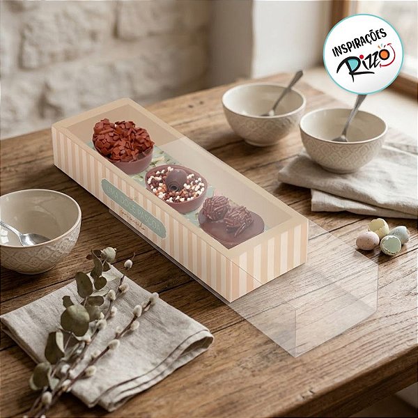 Caixa Luva Moldura para 3 Meio Ovos de 50g - Breeze - 1 unidade - Cromus - Rizzo