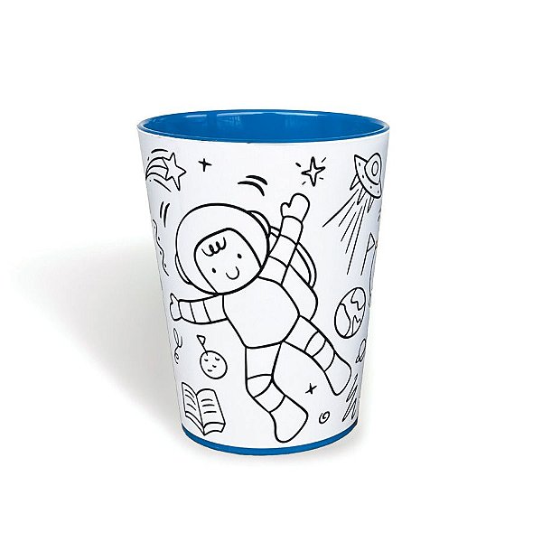 Copo Para Colorir Astronauta - 1 unidade - Color Cup - Rizzo