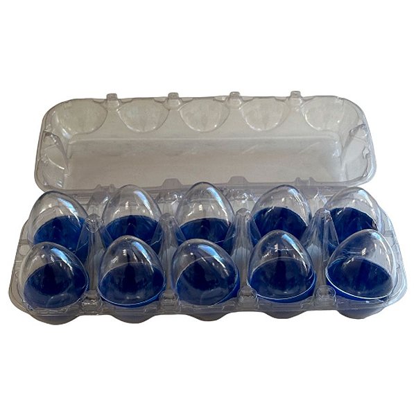 Caixa com 10 Mini Ovos de Plástico Azul e Transparente - 10 unidades - Rizzo