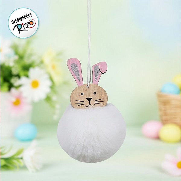 Enfeite para Pendurar Coelho - Branco - 1 unidade - Rizzo