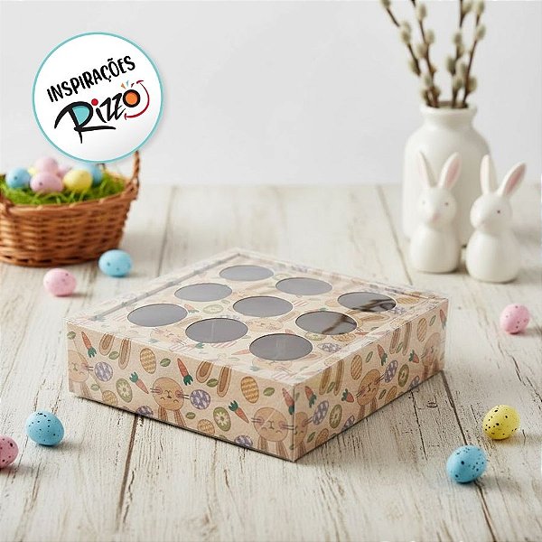 Caixa Base Brigadeiro - Páscoa Kraft - N°2 (13x13x4cm) - 5 unidades - ASSK - Rizzo