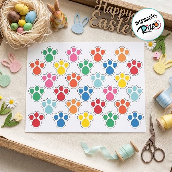 Cartela Adesiva - Pegadas da Alegria - 54 unidades - Cromus - Rizzo